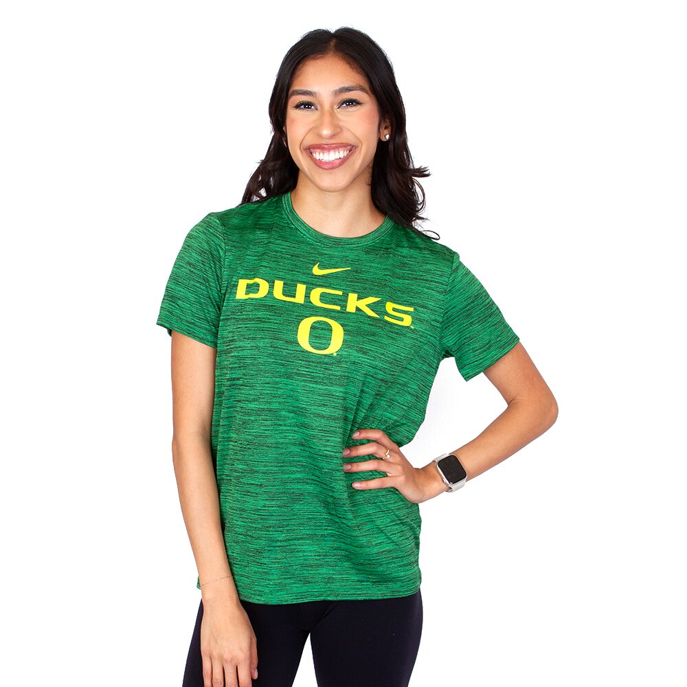 Classic Oregon O, Nike, Green, Crew Neck, Performance/Dri-FIT, Women, Sideline, Velocity, T-Shirt, 897052